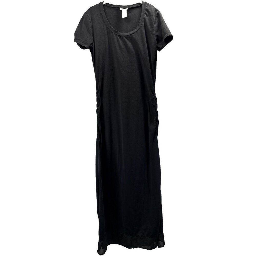 Tommy Bahama Women's Dress Sz Small Solid Black Whimsigoth‎ Sheer Hemline Sheath